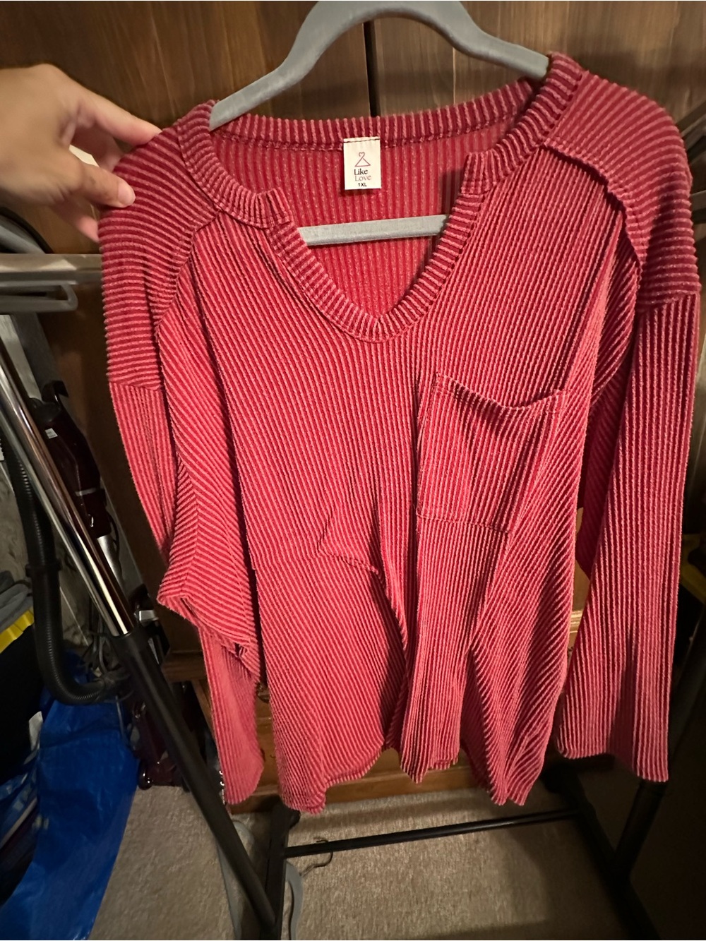 Like Love Red Ribbed Long Sleeve